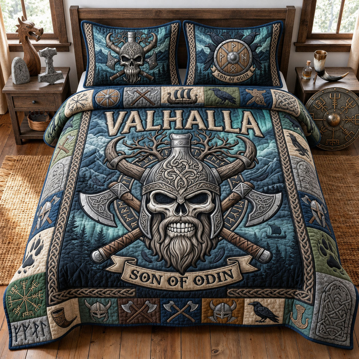 Son Of Odin 3-Piece Quilted Bedding Set GFTOPND1168