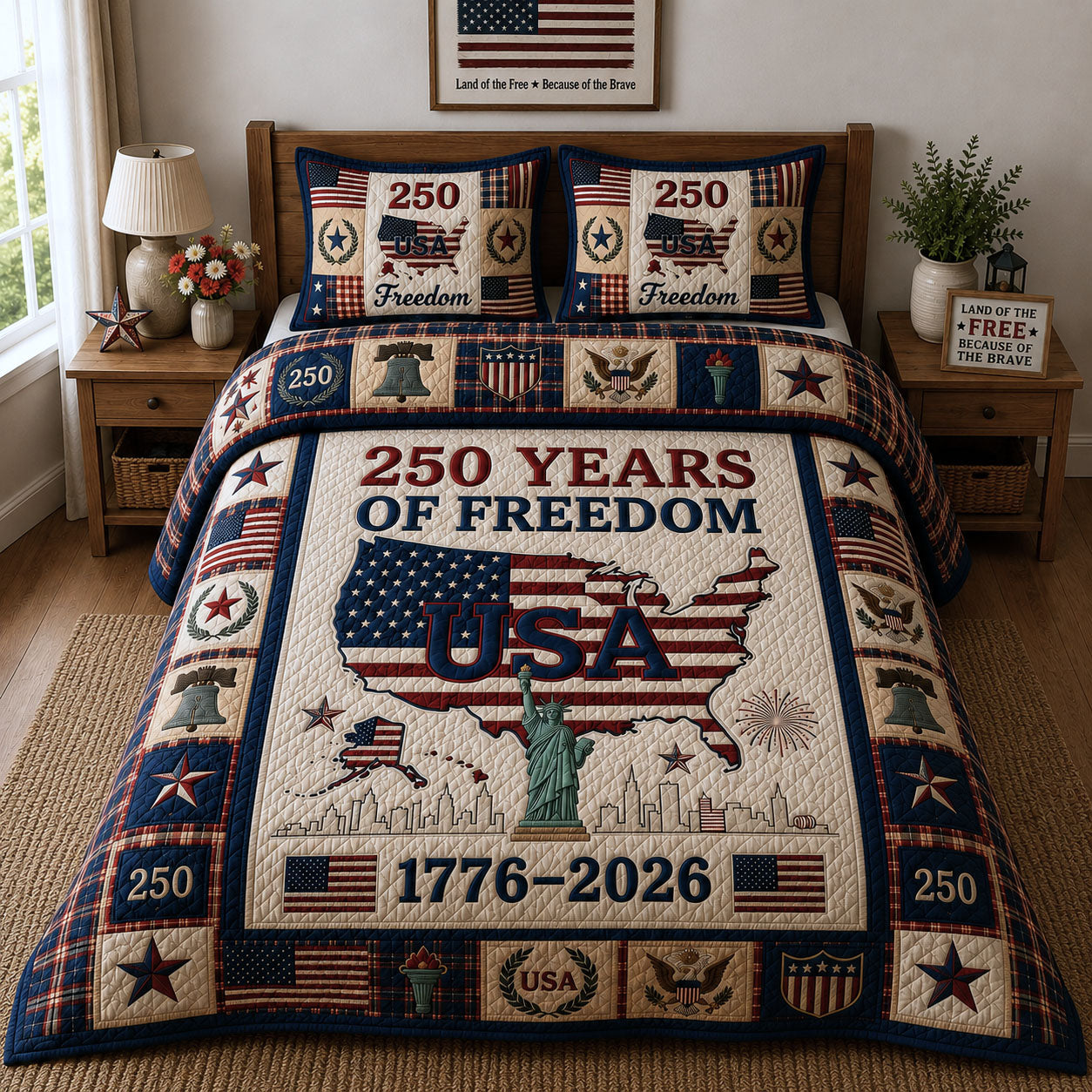 250 Years Of Freedom 3-Piece Quilted Bedding Set GFTOPND118
