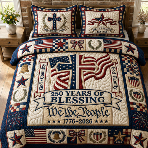 250 Years Of Blessings 3-Piece Quilted Bedding Set GFTOPND119