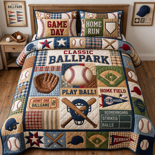 Baseball Season 3-Piece Quilted Bedding Set GFTOPND1190