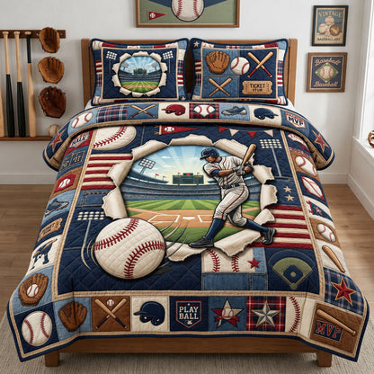 Baseball Stadium Portal 3-Piece Quilted Bedding Set GFTOPND1192