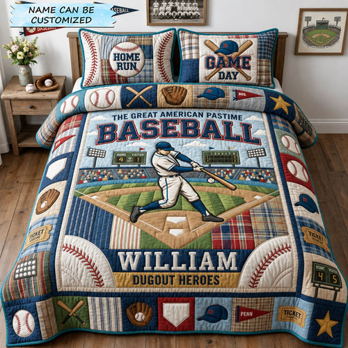 Baseball Heroes 3-Piece Quilted Bedding Set QTCUZ GFTOPND1198