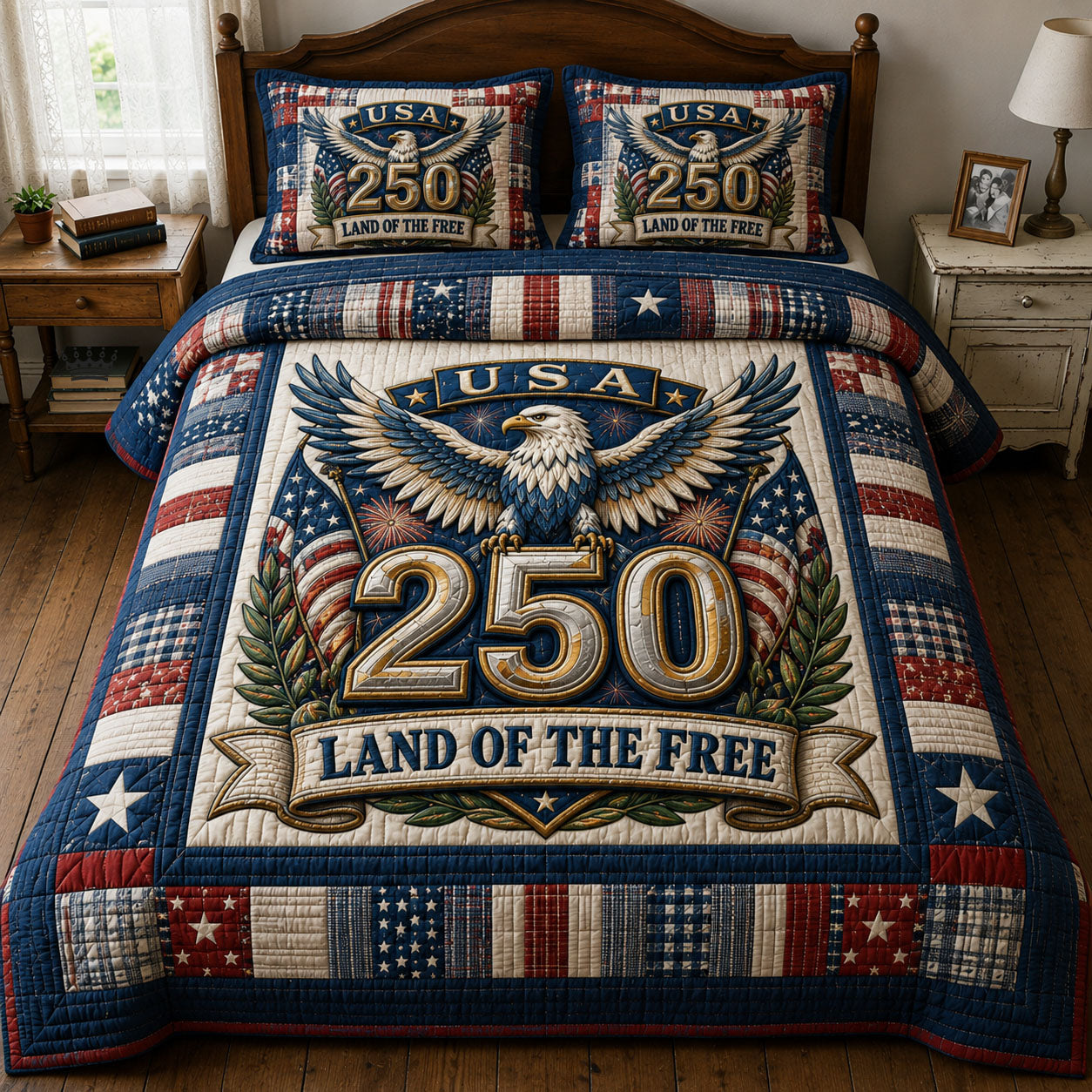 Heritage Patch 3-Piece Quilted Bedding Set GFTOPND12