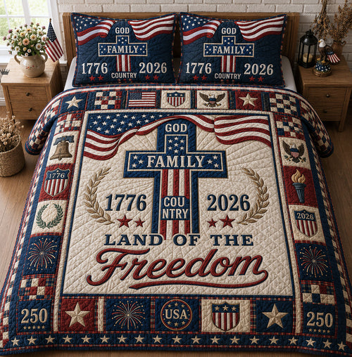 God Family God Country 3-Piece Quilted Bedding Set GFTOPND121