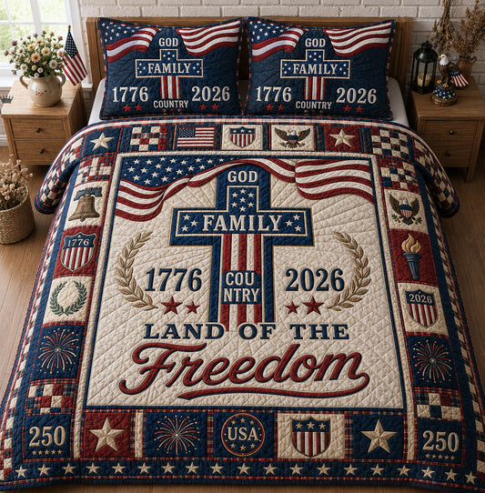 God Family God Country 3-Piece Quilted Bedding Set GFTOPND121