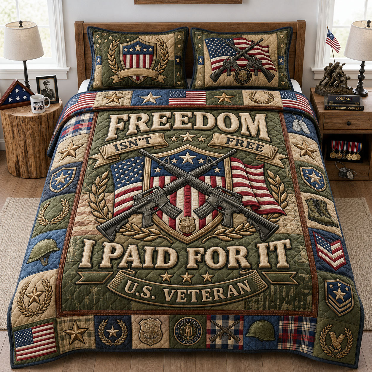 Freedom Isnt Free 3-Piece Quilted Bedding Set GFTOPND1229