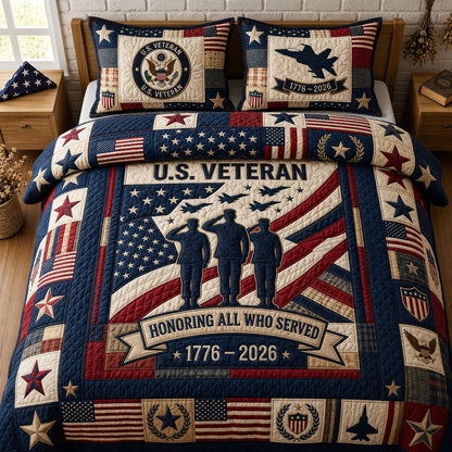 Honoring All Who Served 3-Piece Quilted Bedding Set GFTOPND123