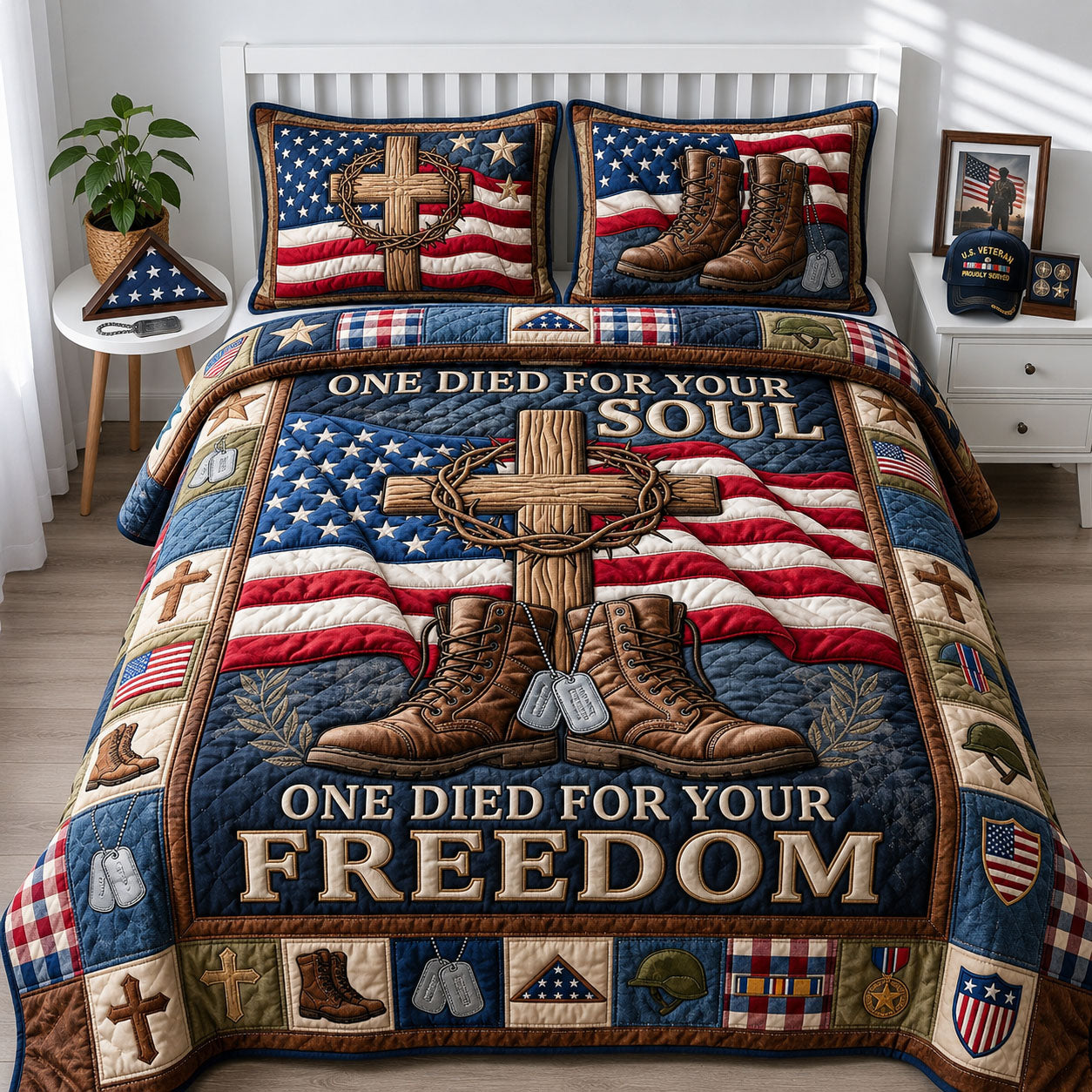 US Veteran 3-Piece Quilted Bedding Set GFTOPND1230