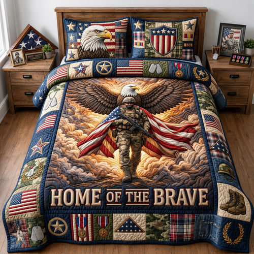 Home Of The Brave 3-Piece Quilted Bedding Set GFTOPND1231