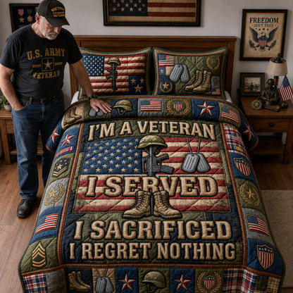 Patriotic Veteran 3-Piece Quilted Bedding Set GFTOPND1232