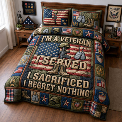 Patriotic Veteran 3-Piece Quilted Bedding Set GFTOPND1232