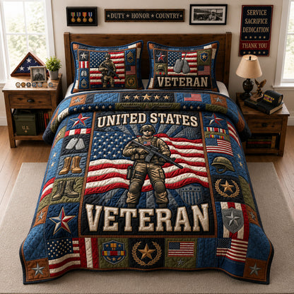 Patriotic Veteran 3-Piece Quilted Bedding Set GFTOPND1234