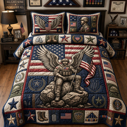 Patriotic Veteran 3-Piece Quilted Bedding Set GFTOPND1235