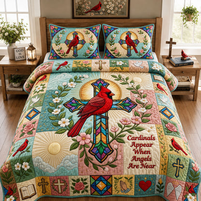 Stained Glass Cross 3-Piece Quilted Bedding Set GFTOPND1237