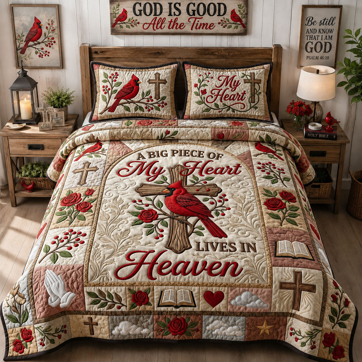 Live In Heaven 3-Piece Quilted Bedding Set GFTOPND1238