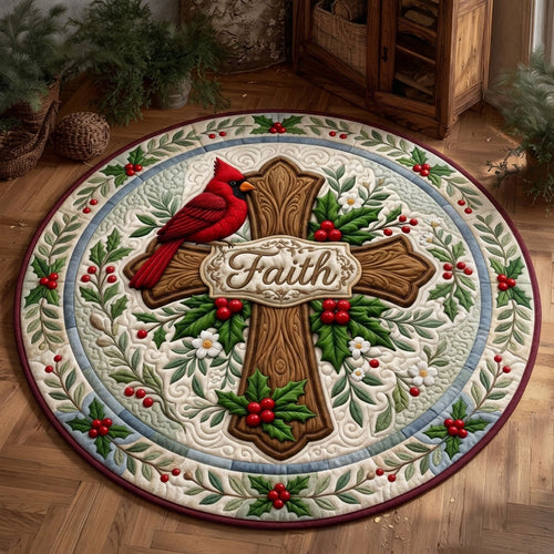 Cross Faith Cardinal Quilted Round Mat GFTOPND1272 C4