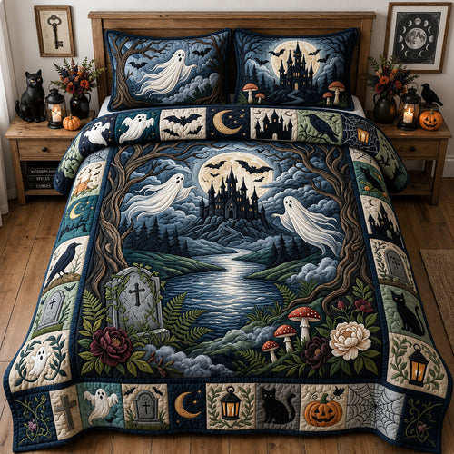 Gothic Ghost Halloween 3-Piece Quilted Bedding Set GFTOPND1276