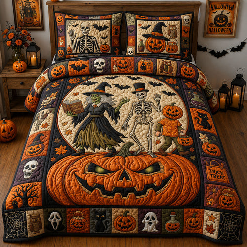 Scary Halloween 3-Piece Quilted Bedding Set GFTOPND1277
