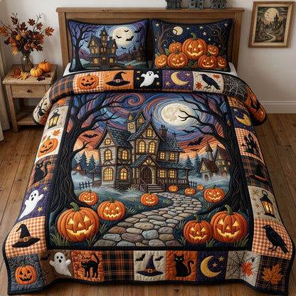 Haunted House 3-Piece Quilted Bedding Set GFTOPND1278