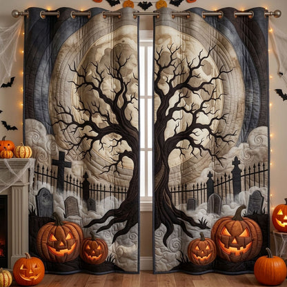 Haunted cemetery Quilted Curtains GFTOPND1287