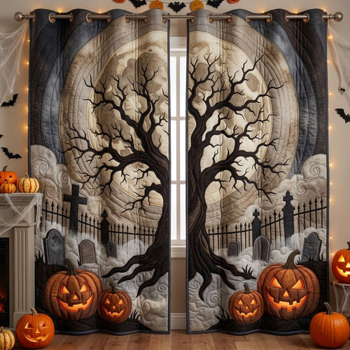 Haunted cemetery Quilted Curtains GFTOPND1287