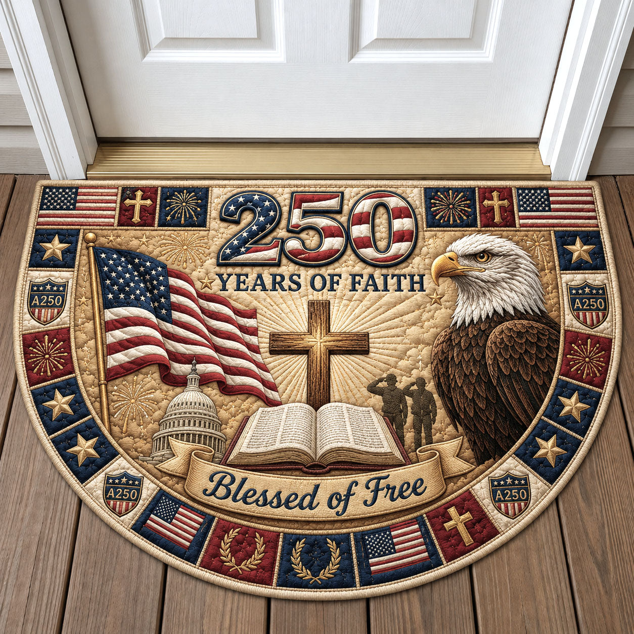 250 years of Faith Quilted Welcome Mat GFTOPND131