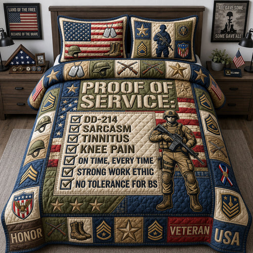 Military Proof Of Service 3-Piece Quilted Bedding Set GFTOPND1311