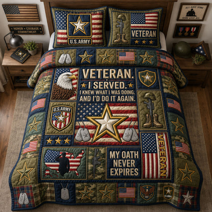 US Army Veteran 3-Piece Quilted Bedding Set GFTOPND1312