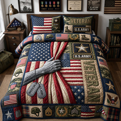 US Army Veteran 3-Piece Quilted Bedding Set GFTOPND1314