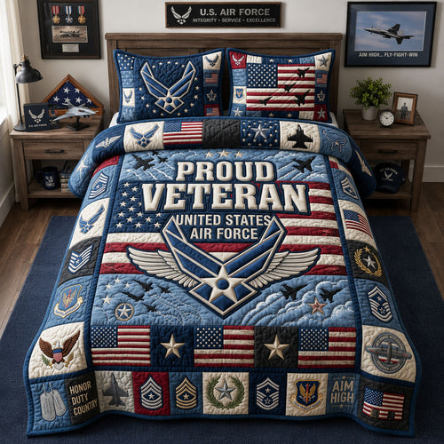 US Air Force Veteran 3-Piece Quilted Bedding Set GFTOPND1315