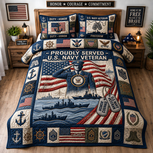 US Air Force Veteran 3-Piece Quilted Bedding Set GFTOPND1316