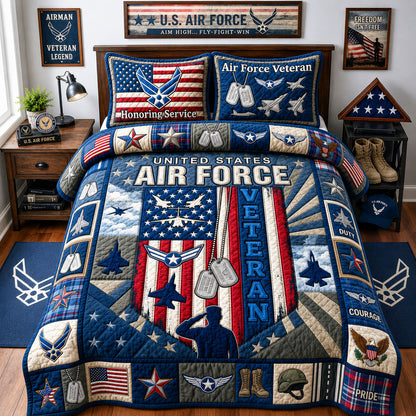 US Air Force Veteran 3-Piece Quilted Bedding Set GFTOPND1317