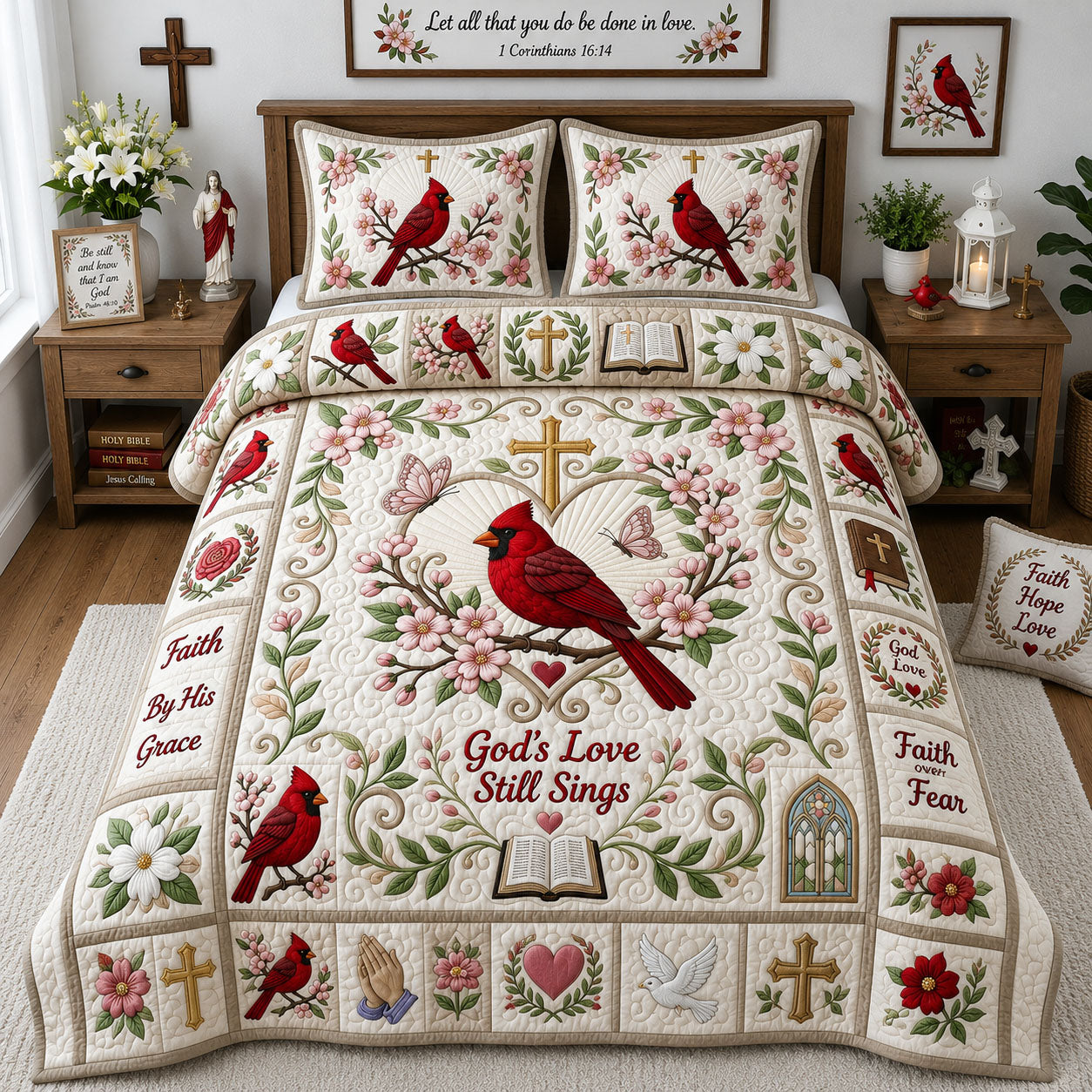 God Love Still Sings 3-Piece Quilted Bedding Set GFTOPND1320