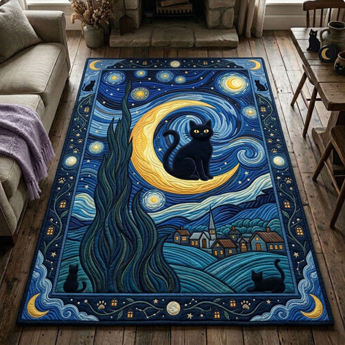 The Starry Night Cat Area Rug GFTOPND1323