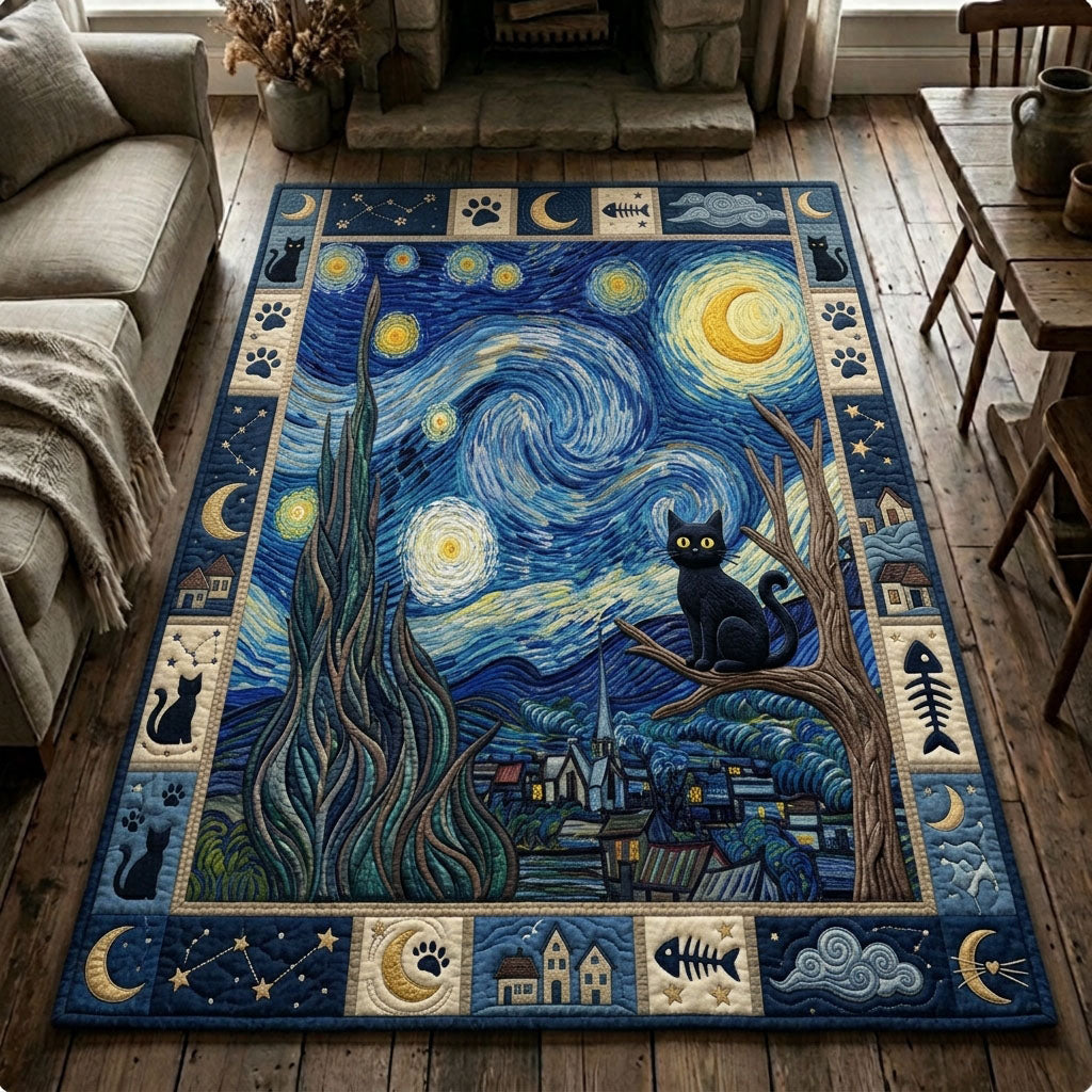 The Starry Night Cat Area Rug GFTOPND1325