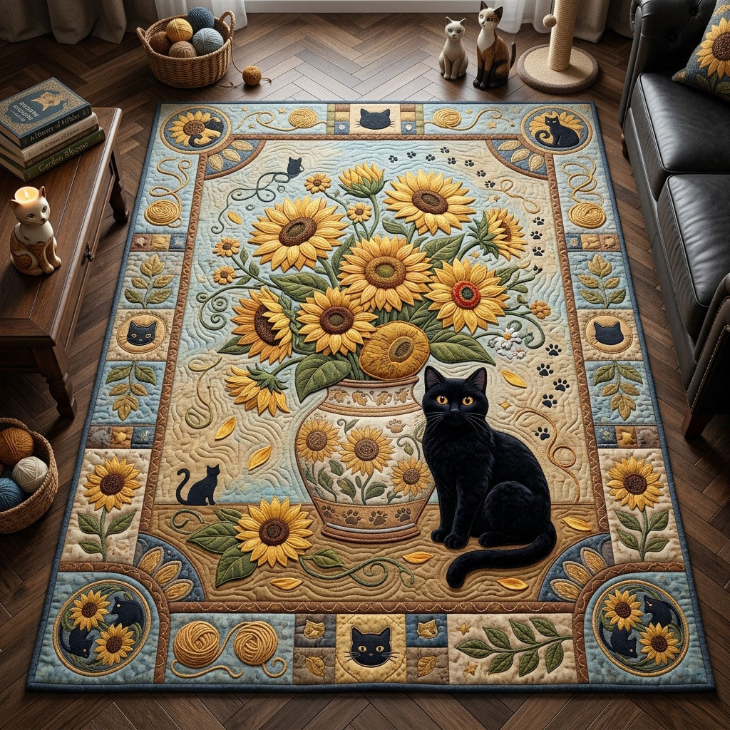 Van Gogh Sunflowers Cat Area Rug GFTOPND1326