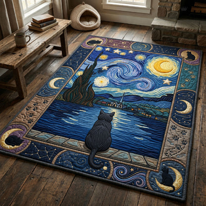The Starry Night Cat Area Rug GFTOPND1328