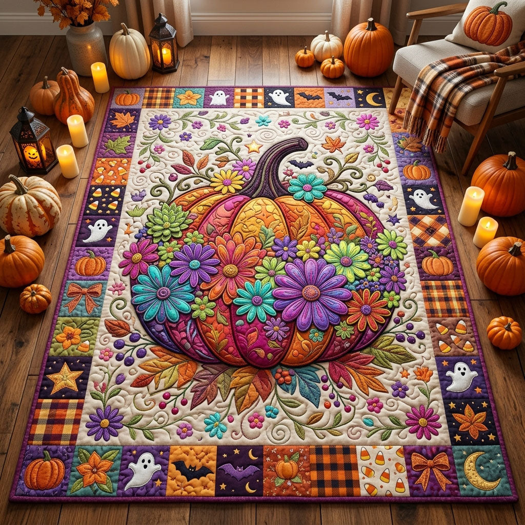 Neon Floral Pumpkin Area Rug GFTOPND1333