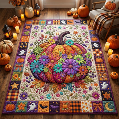 Neon Floral Pumpkin Area Rug GFTOPND1333