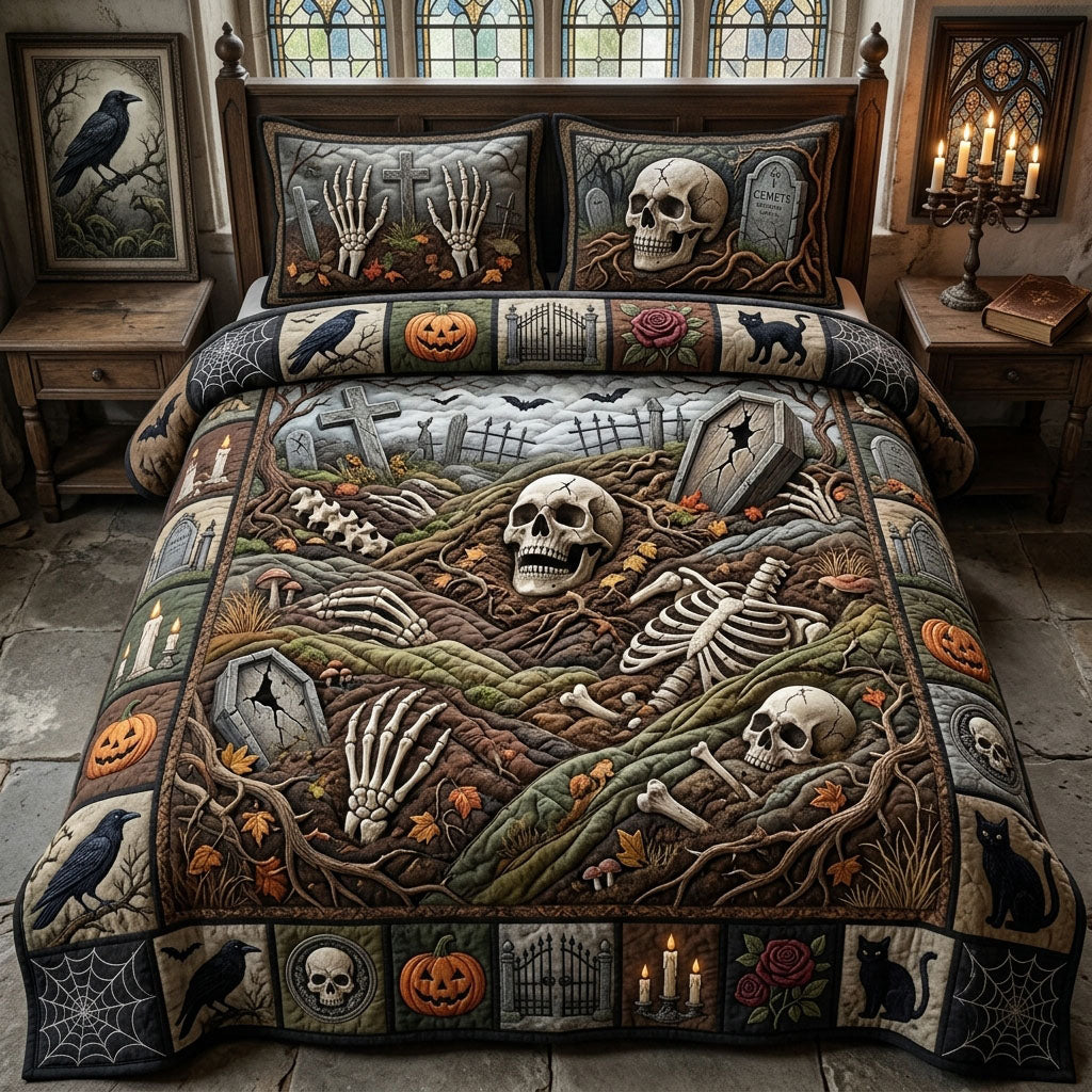 Skeleton Garden 3-Piece Quilted Bedding Set GFTOPND1339