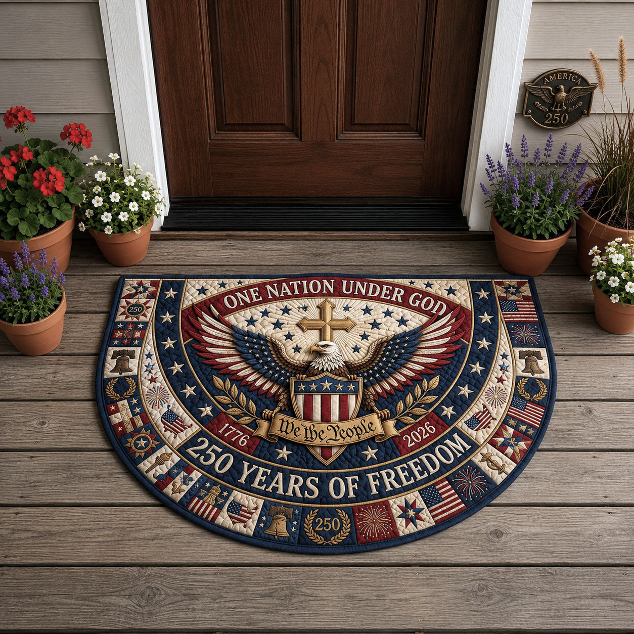 One Nation Under God Quilted Welcome Mat GFTOPND136