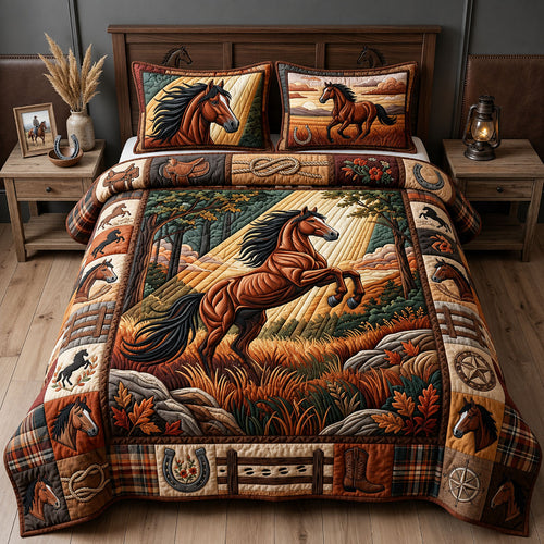 Majestic Horse 3-Piece Quilted Bedding Set GFTOPND1376