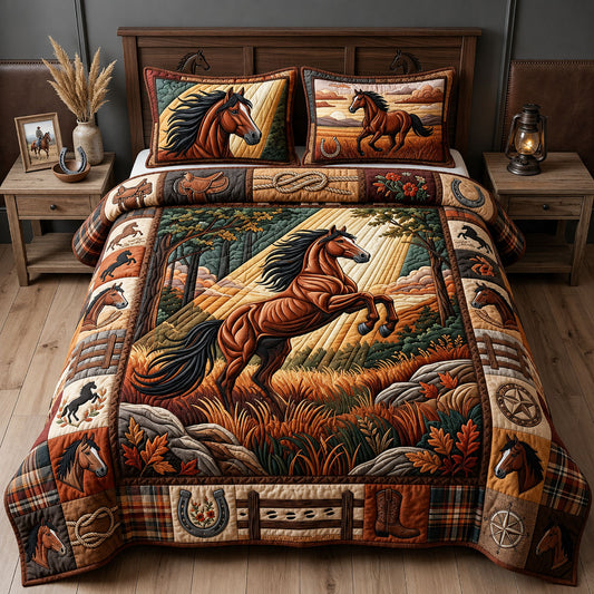 Majestic Horse 3-Piece Quilted Bedding Set GFTOPND1376