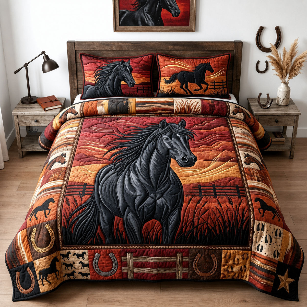 Majestic Horse 3-Piece Quilted Bedding Set GFTOPND1377