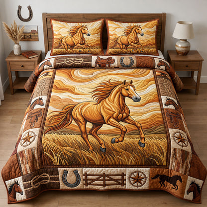 Majestic Horse 3-Piece Quilted Bedding Set GFTOPND1378