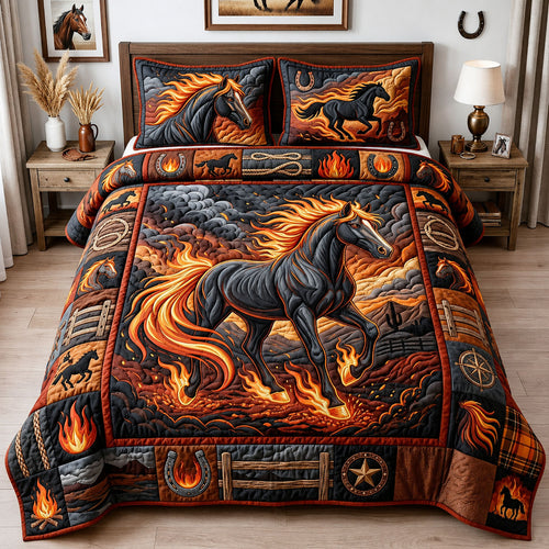 Majestic Horse 3-Piece Quilted Bedding Set GFTOPND1379