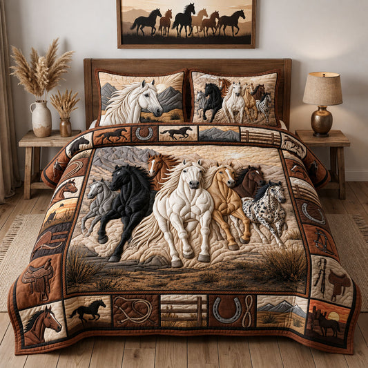 Majestic Horse 3-Piece Quilted Bedding Set GFTOPND1380