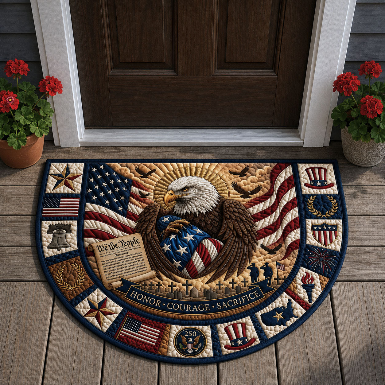 Honor Courage Sacrifice Quilted Welcome Mat GFTOPND139