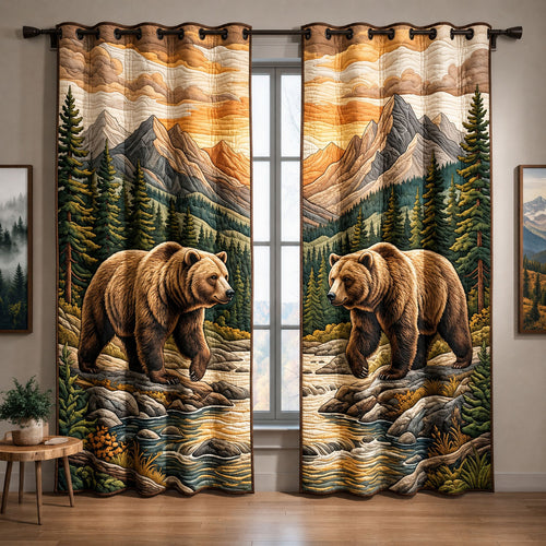 Bear Forest Sunset Quilted Curtains GFTOPND1392