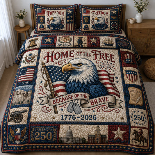 Home Of The Free 3-Piece Quilted Bedding Set GFTOPND142